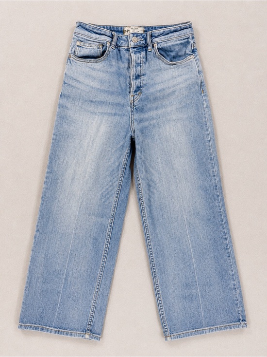 Free People Denim - Free People Cropped Wide Leg Jeans Light Wash High Rise Button Fly Women’s 26